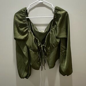 PacSun Olive Green Ruched Blouse